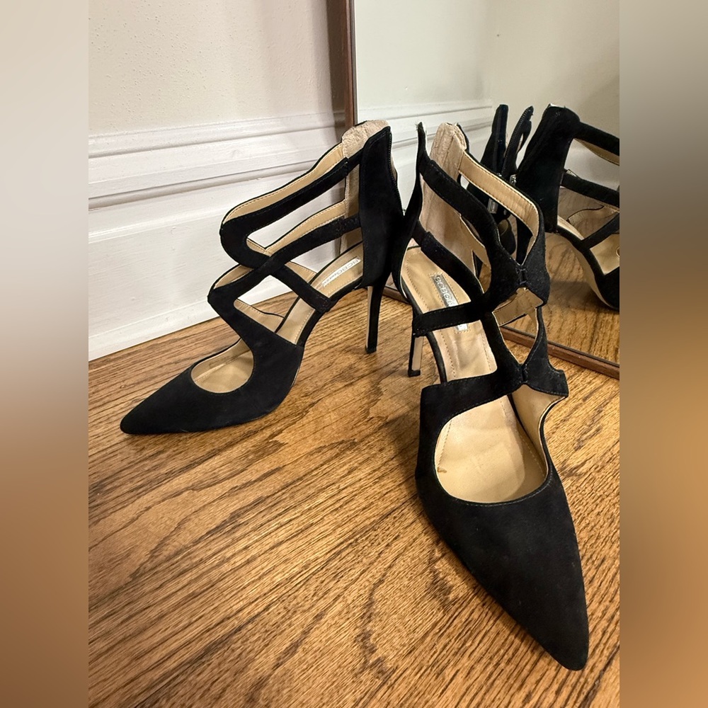 BCBGeneration Black Strappy Heels